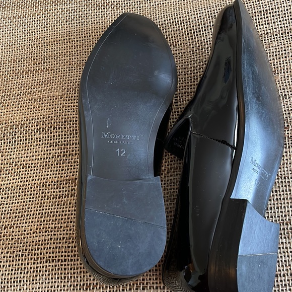 MORETTI Gold Label Black Patent Leather Loafers Size 12 - Picture 10 of 11